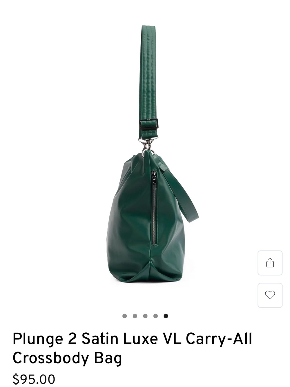 Lug Plunge Wickedly Green Satin Luxe Vegan Leather Tote Bag. NWT - Picture 3 of 5